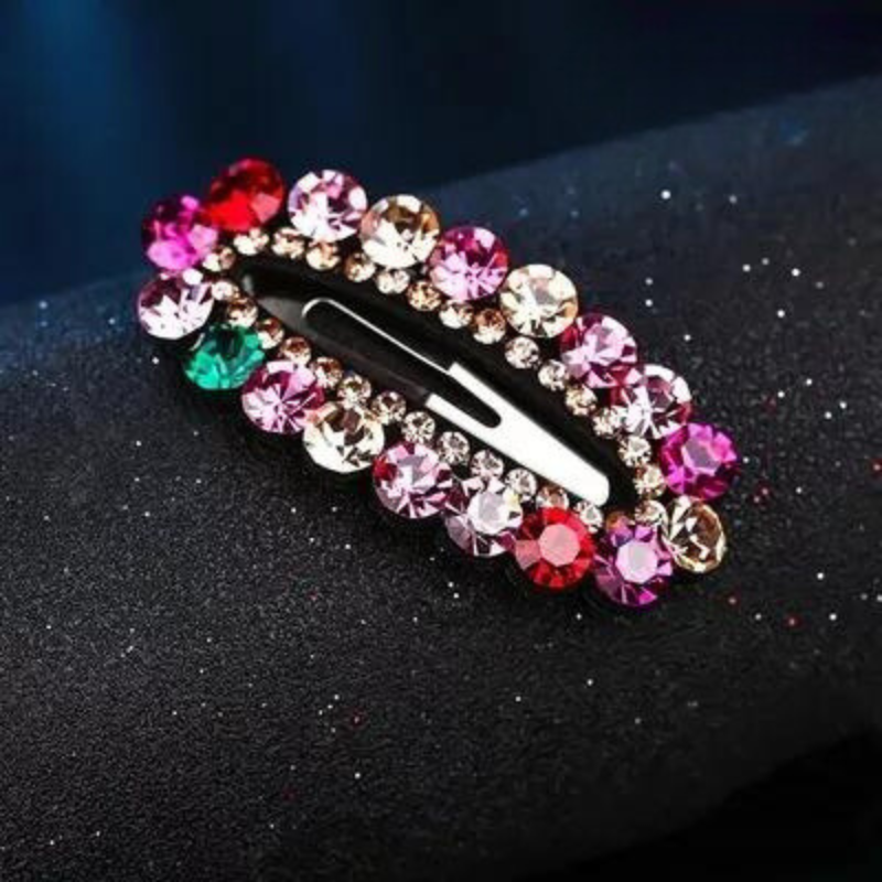 Pince Cheveux Strass ovale multi couleurs