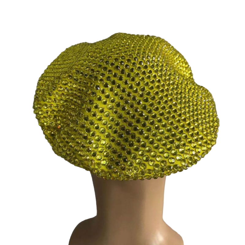 Béret Strass Homme Femme jaune