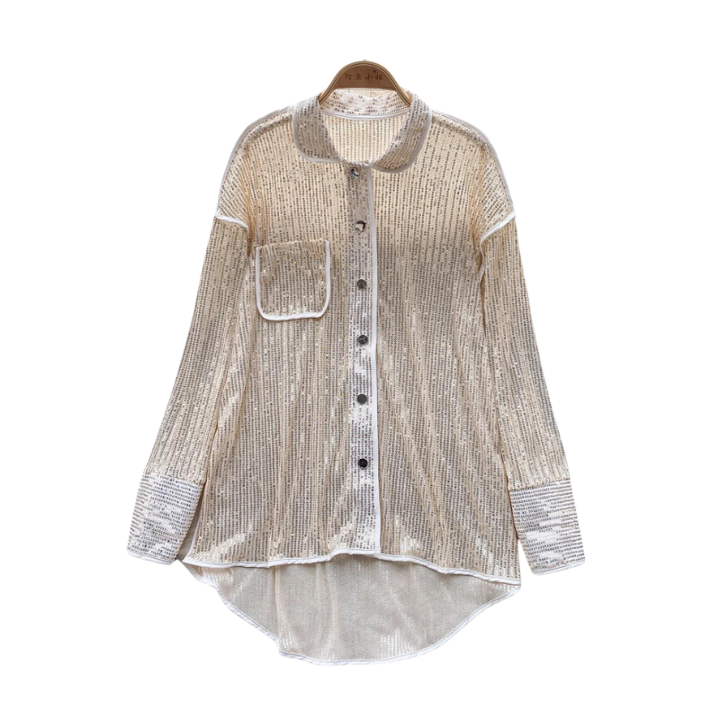 Chemise transparente beige sale