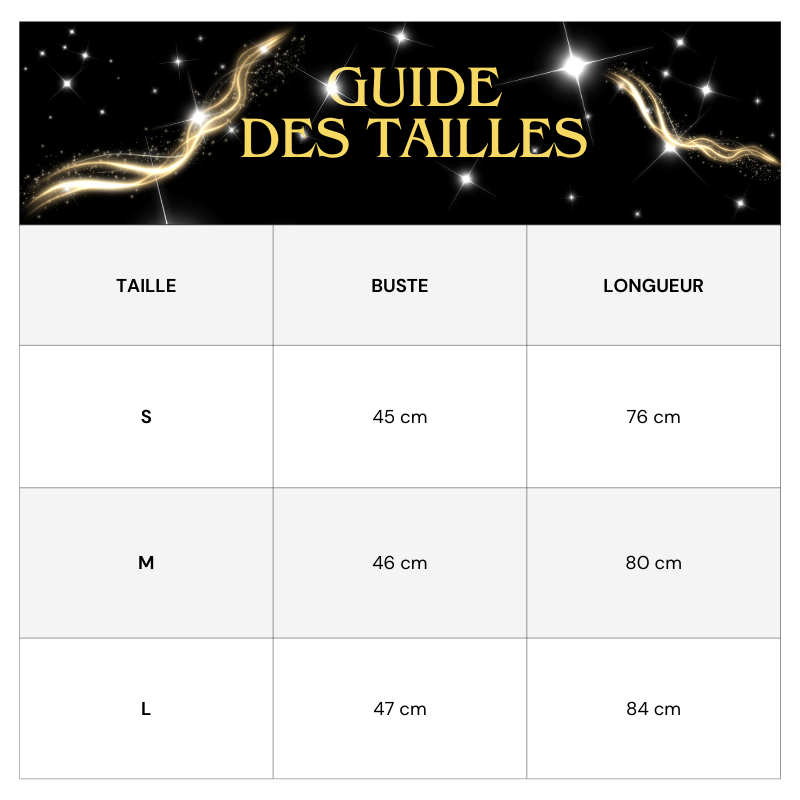 Tableau des tailles Débardeur Paillette Rose