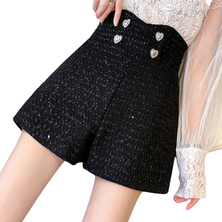 Short Noir  Paillette Femme Vintage