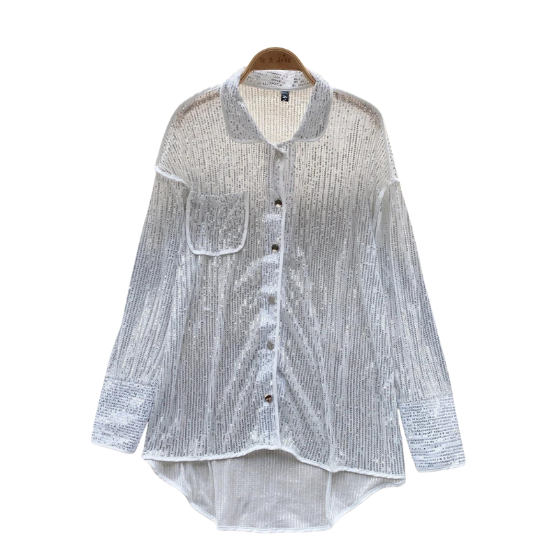 Chemise EDC By ESPRIT Grise Avec Imprimé Et Strass - Taille S - Occasion Très Bon état