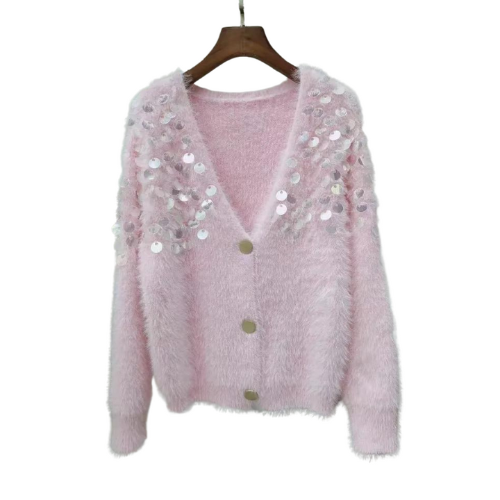 Cardigan Grosse Paillette Femme rose