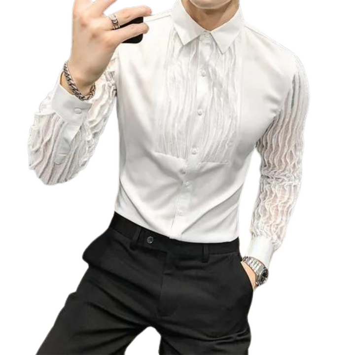 Chemise Blanc Manches Transparentes Paillettes Homme