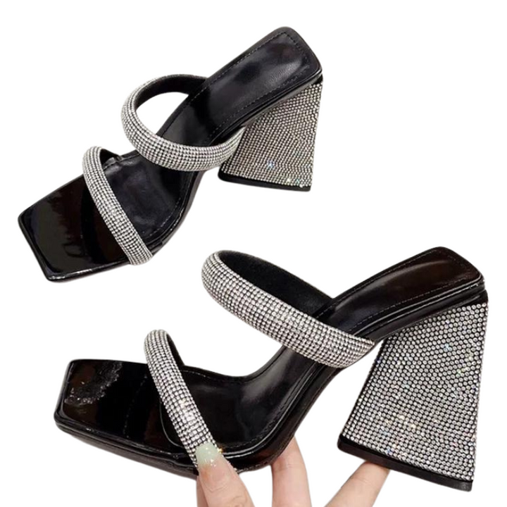 Sandale Strass Talon Triangle