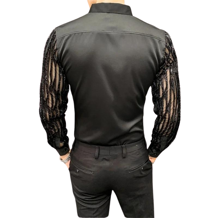 Alvivi Homme Chemise à Manche Longue Paillette Brillant Chemise Soirée Alvivi Homme Chemise à Manche Longue Paillette Brillant Chemise Soirée