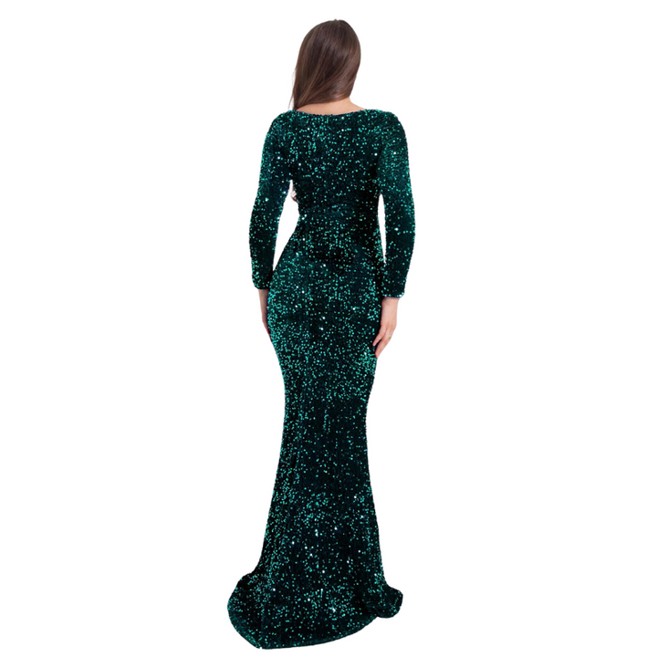 Robe Longue Vert Paillette Moulante