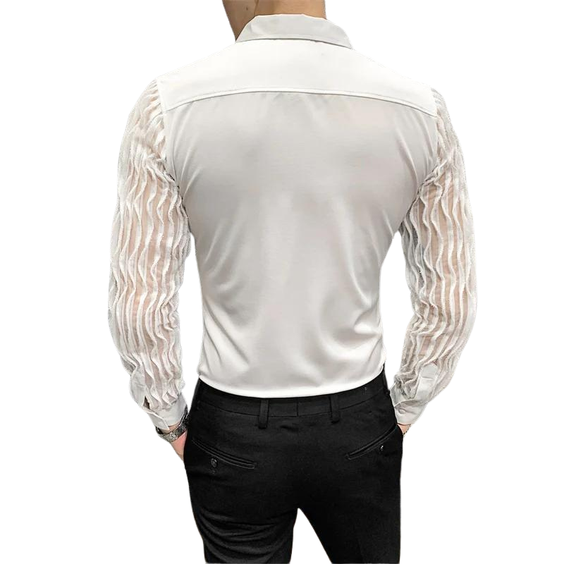 Chemise Blanc Manches Transparentes Paillettes Homme