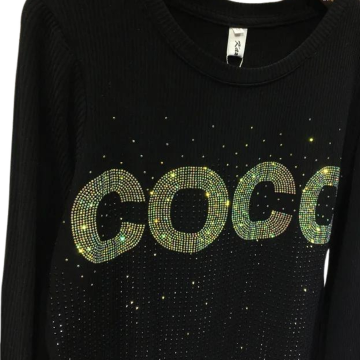 Pull Noir Strass Coco 