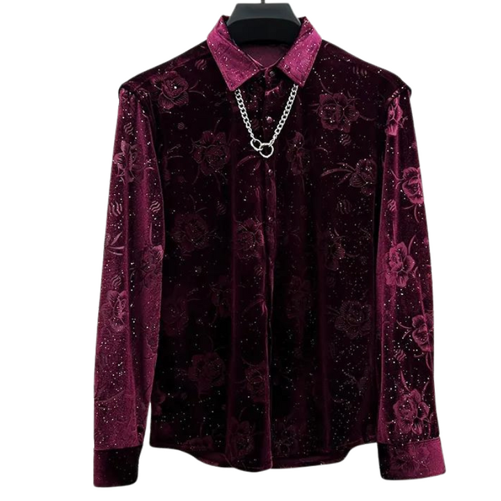 Chemise à paillettes brillantes pour hommes, manches Chemise à paillettes brillantes pour hommes, manches