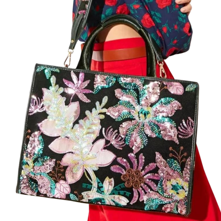 Sac Fourre Tout Paillette Fleurs