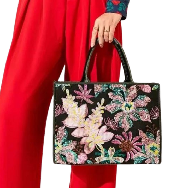 Sac Fourre Tout Paillette Fleurs