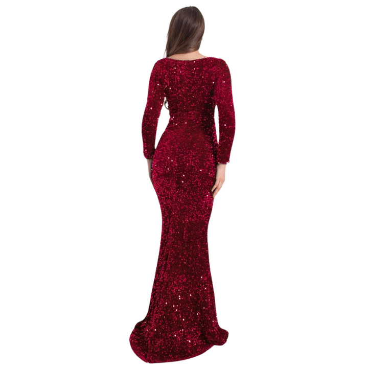 Robe Longue Rouge Paillette Moulante