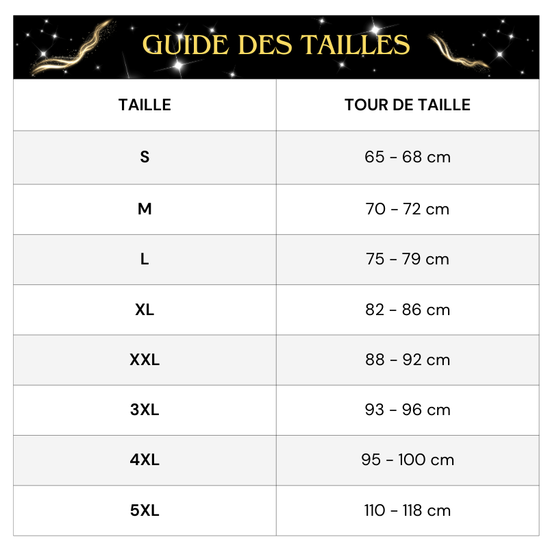 Tableau Tailles Jupe Longue Paillette Argent