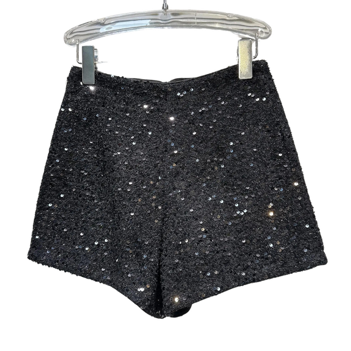 Short Noir Paillette Laine Femme