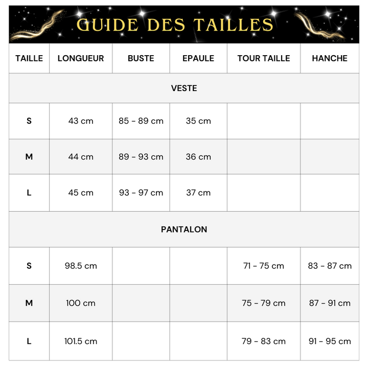 Tableau Tailles Ensemble Jean Doré 