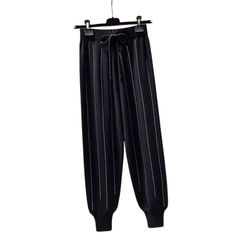 Pantalon Strass Rayure noir