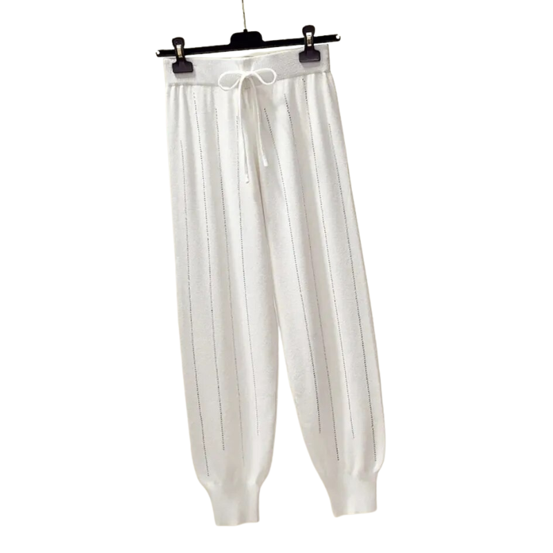 Pantalon Strass Rayure blanc