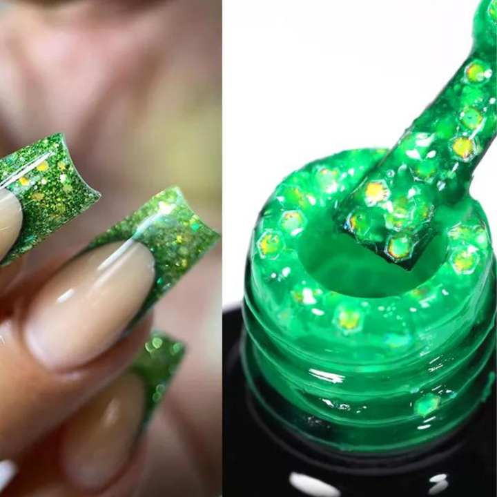 Gel à Ongles Pailleté Vert paillette