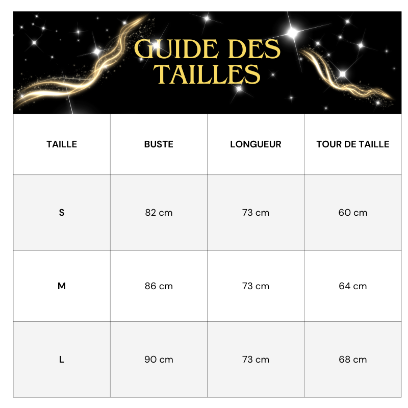 Tableau Tailles Robe Paillette Bretelle Rose Violet