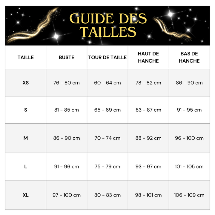 Tableau Tailles Manteau Noir Pailleté Femme