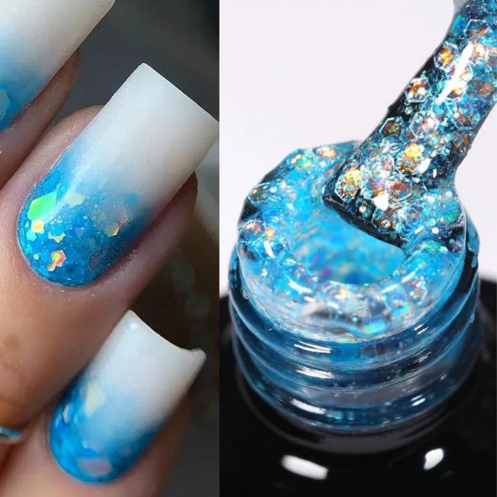 Gel à Ongles Pailleté Bleu ciel paillette