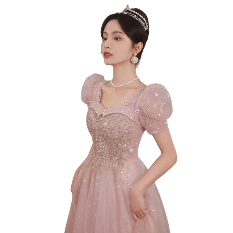 Robe Bal Rose à Paillette Tulle