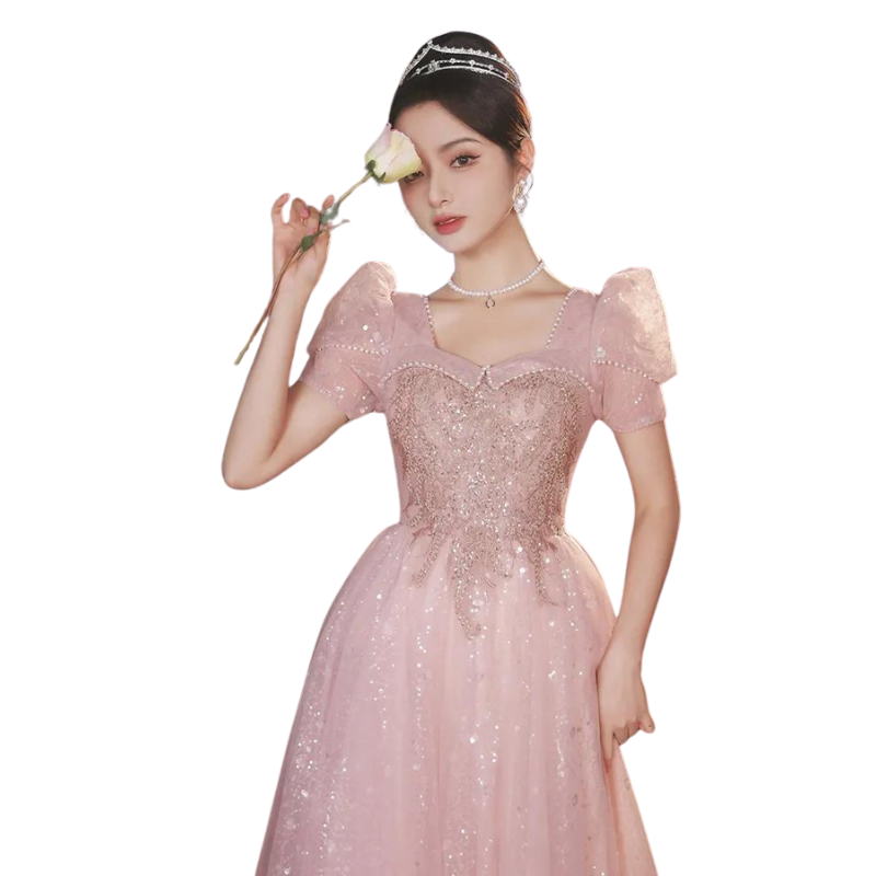 Robe Bal Rose à Paillette Tulle