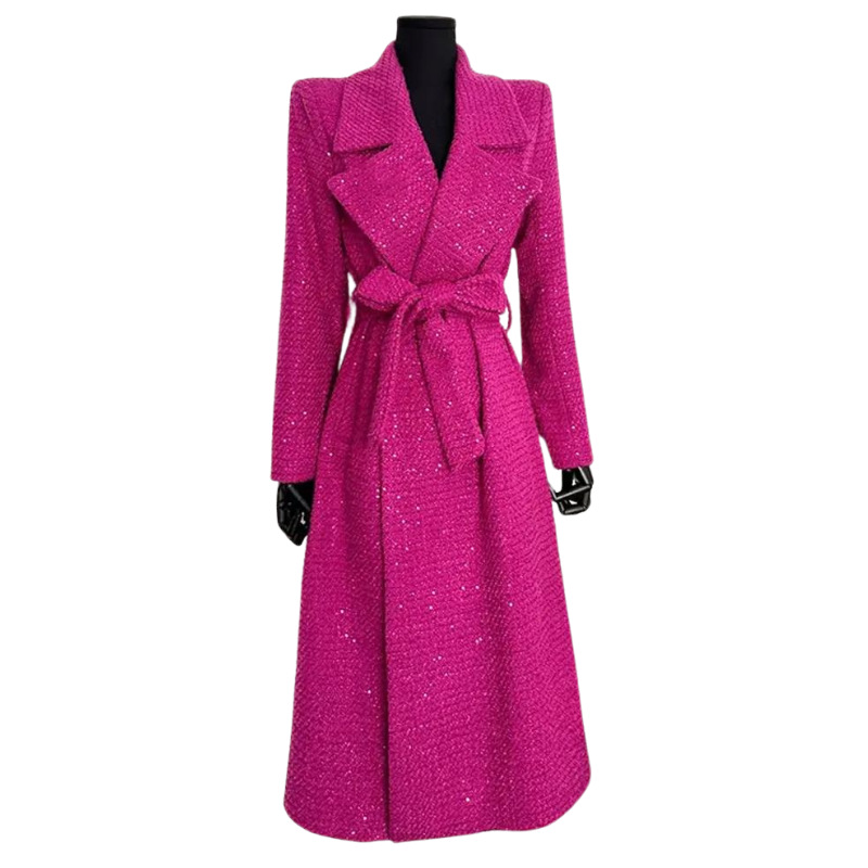 Veste Longue Pailleté Rose