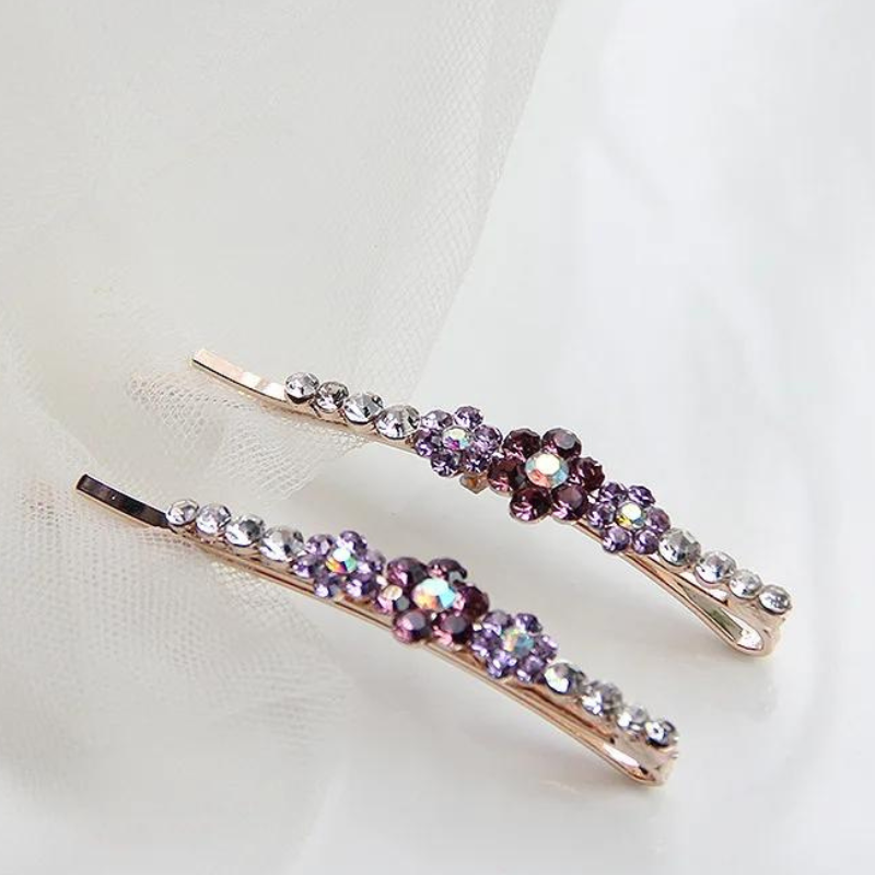 Pince Strass Fleurs violet