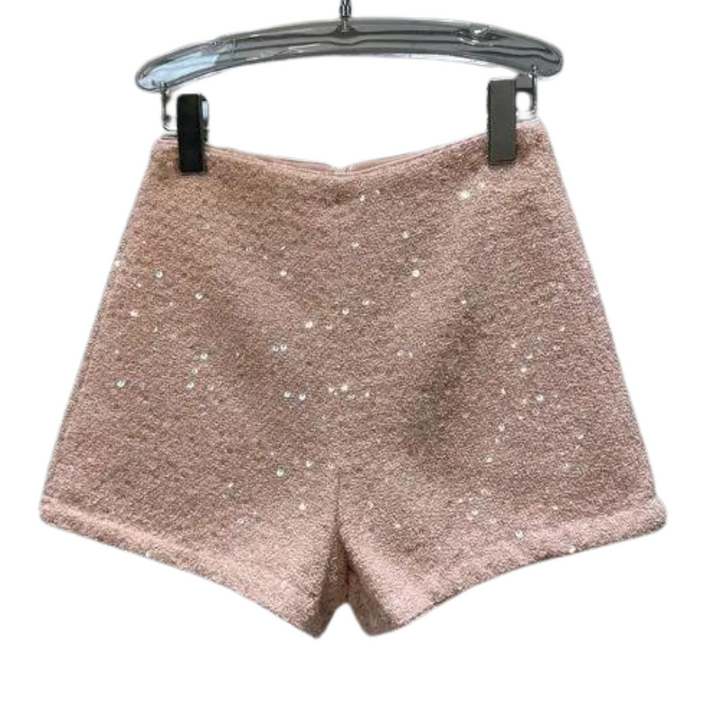 Short Rose Paillette Laine Femme