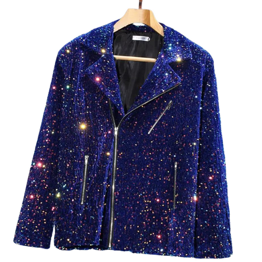 Veste Paillettes Homme Blazer Disco Soirée - Strass Brillant Costume Fête Cérémonie