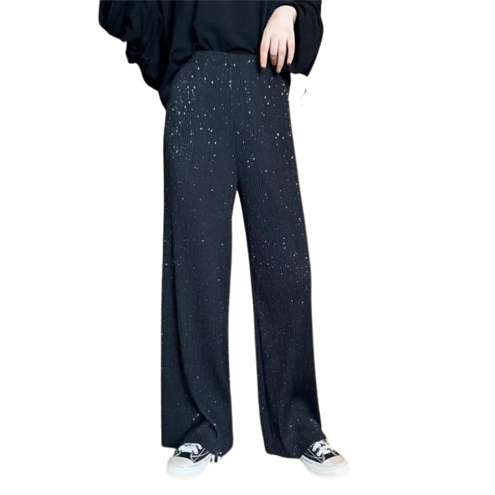 Pantalon Paillette Noir Femme