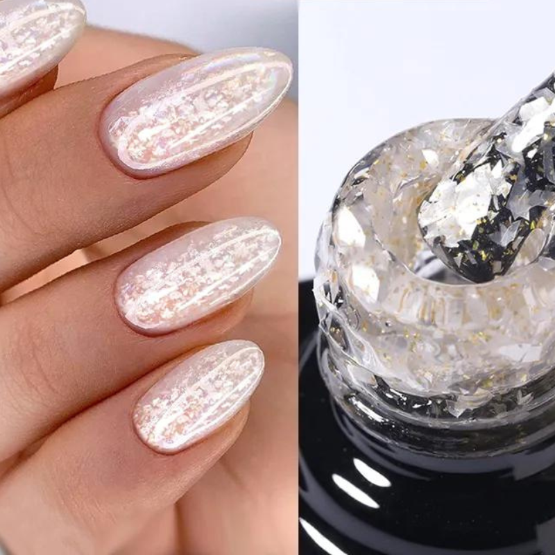 Gel à Ongles Pailleté Blanc pailleté