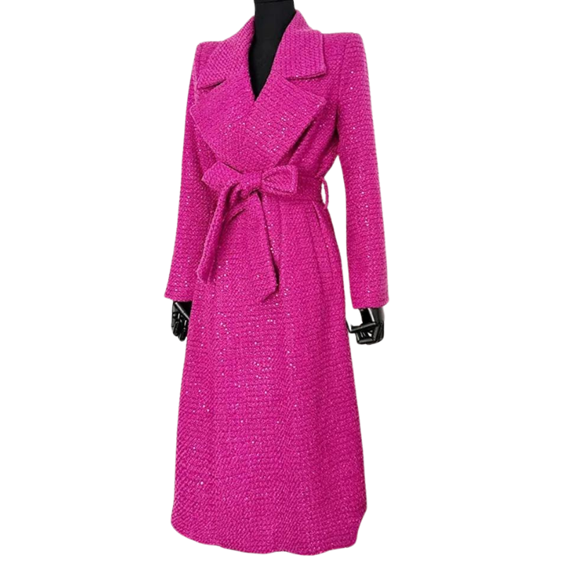 Veste Longue Pailleté Rose