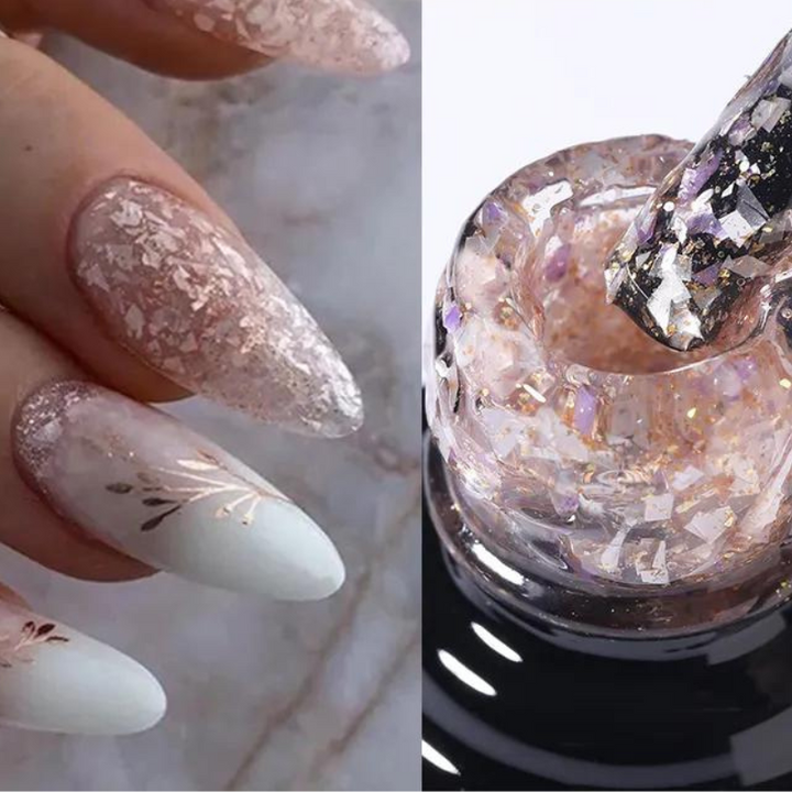 Gel à Ongles Pailleté beige paillette