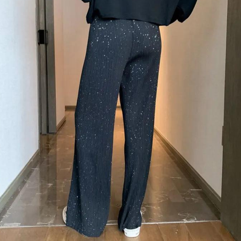 Pantalon Paillette Noir Femme