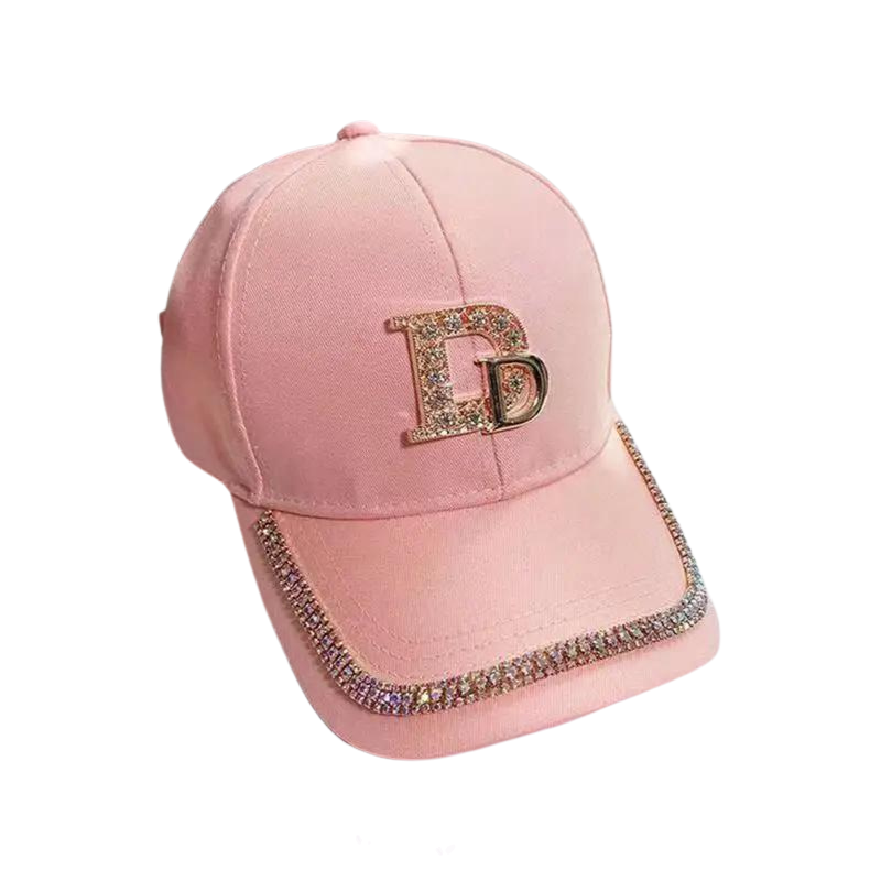 Casquette Lettre Strass Rose D