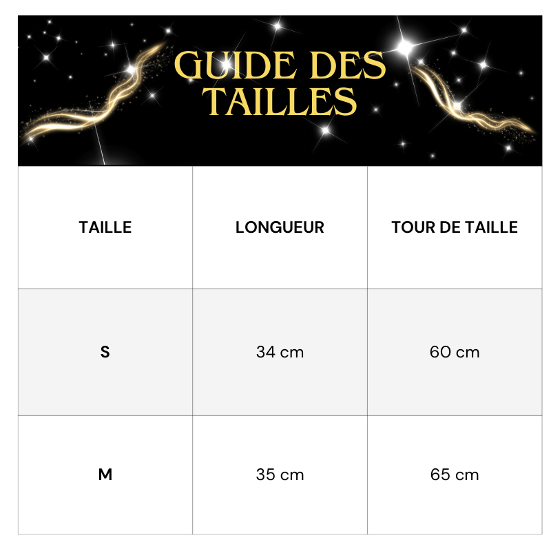 Tableau des tailles Jupe Courte Paillette Géométrique