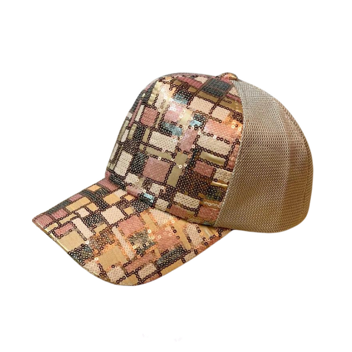 Casquette à Paillettes Multicolore Or