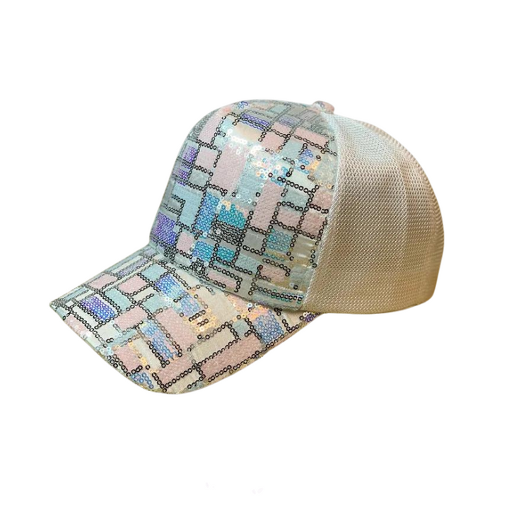 Casquette à Paillettes Multicolore Blanc