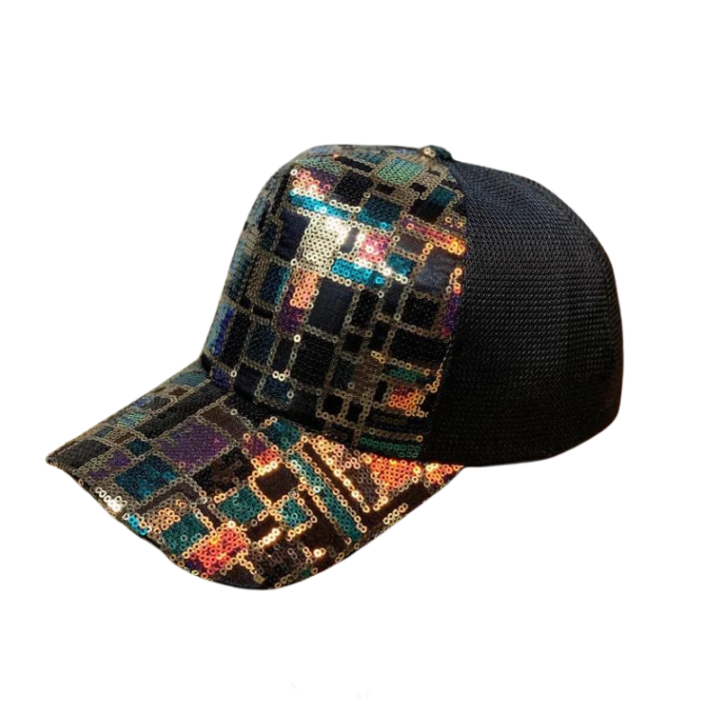 Casquette à Paillettes Multicolore Noir