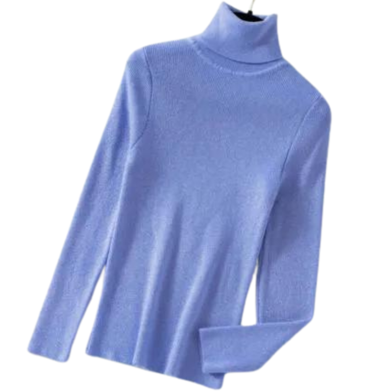 Pull Col Roulé Pailleté bleu ciel