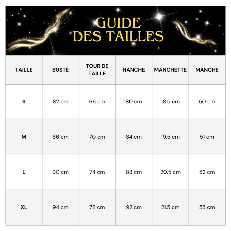 Tableau Tailles Combinaison Paillette Noir Epaule Dénudée