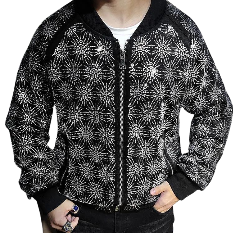 Bomber Noir Strass Homme