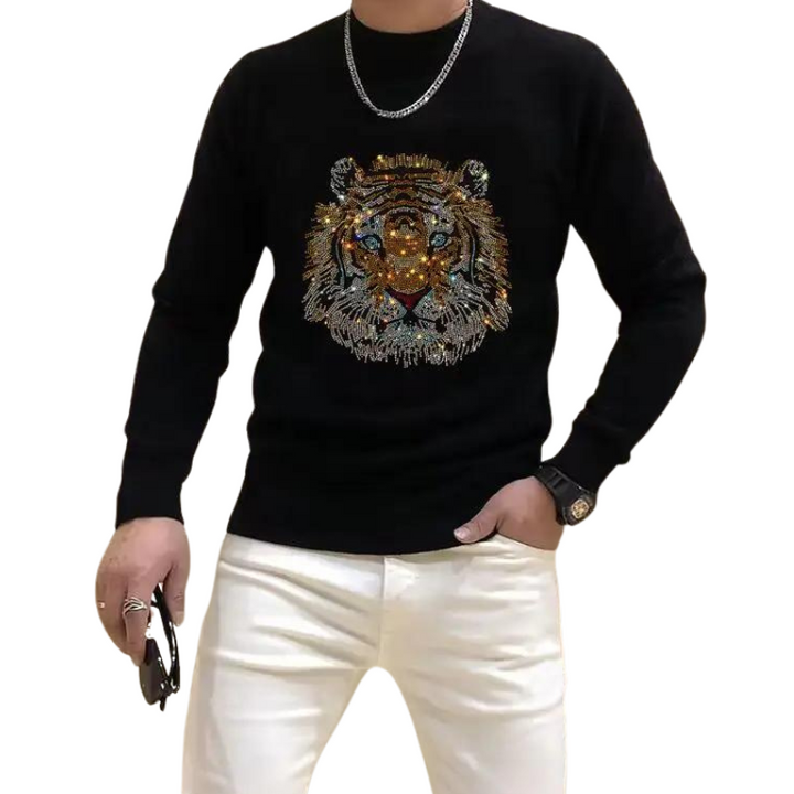 Pull Strass Tête de Tigre