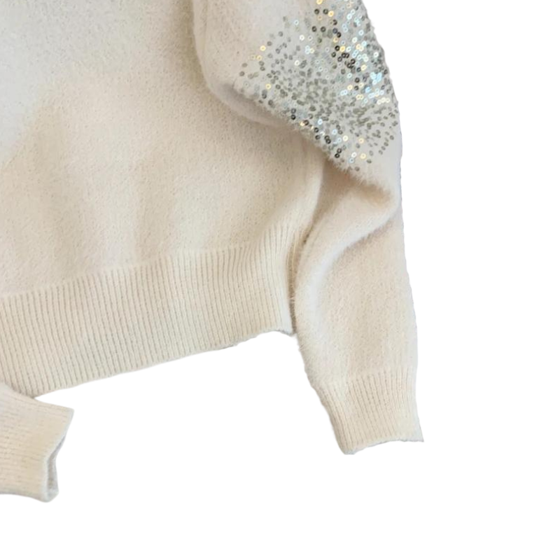 Pull Pailleté en Laine blanc