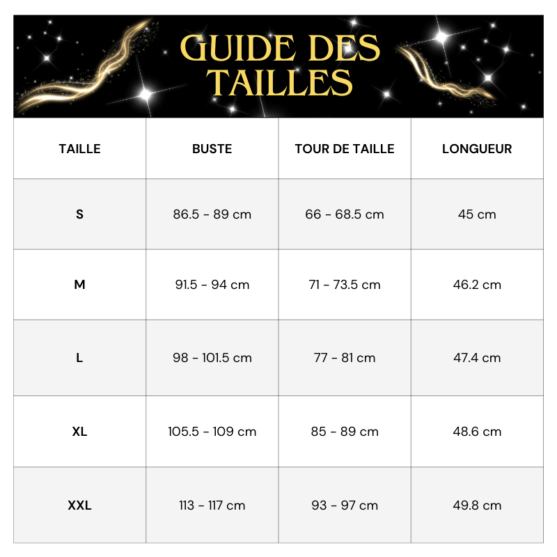 Tableau Tailles Débardeur Strass à Dentelle