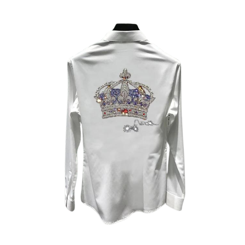 Chemise Blanc Strass Couronne Homme