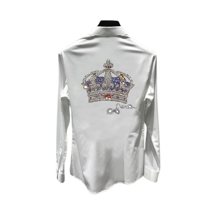 Chemise Blanc Strass Couronne Homme